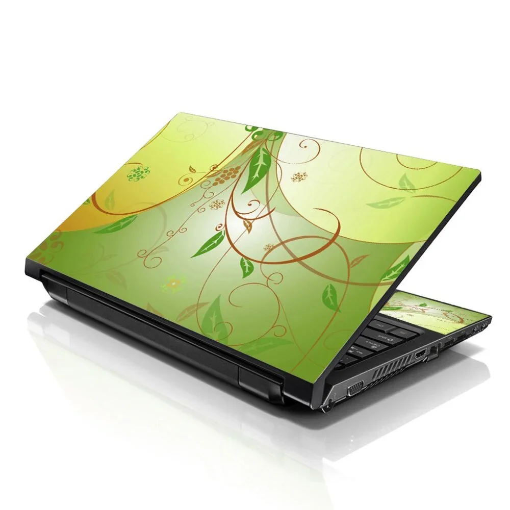 LSS 15.6 & 17.3 Inches Laptop Notebook Skin Sticker Decal - Green Floral